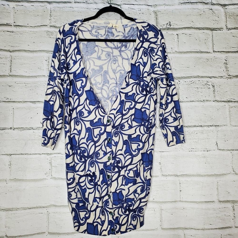 Anthropologie Moth floral full florist Boyfriend cardigan sweater small
